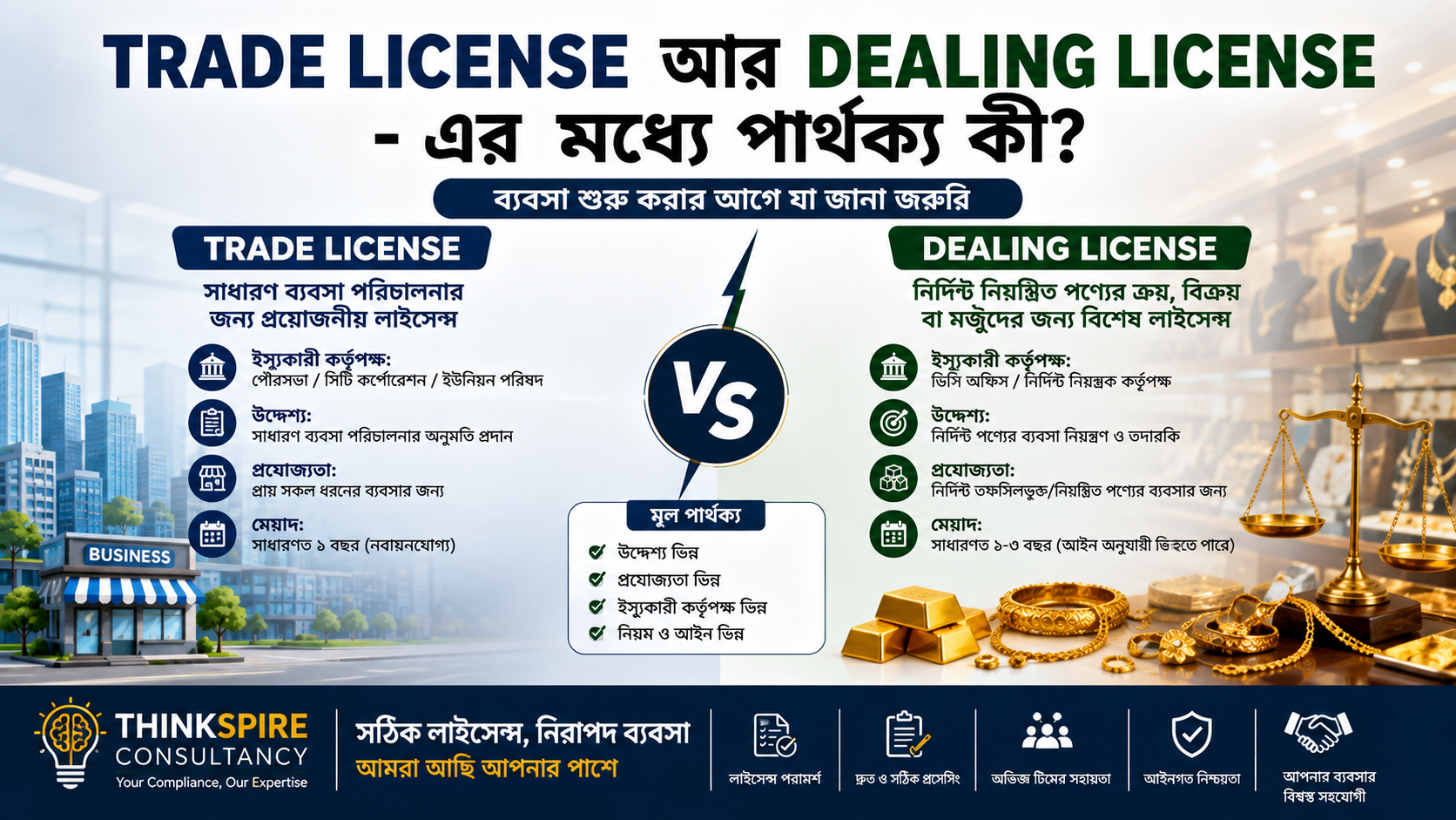 Trade License আর Dealing License-এর মধ্যে পার্থক্য কী? সম্পূর্ণ গাইড ২০২৬