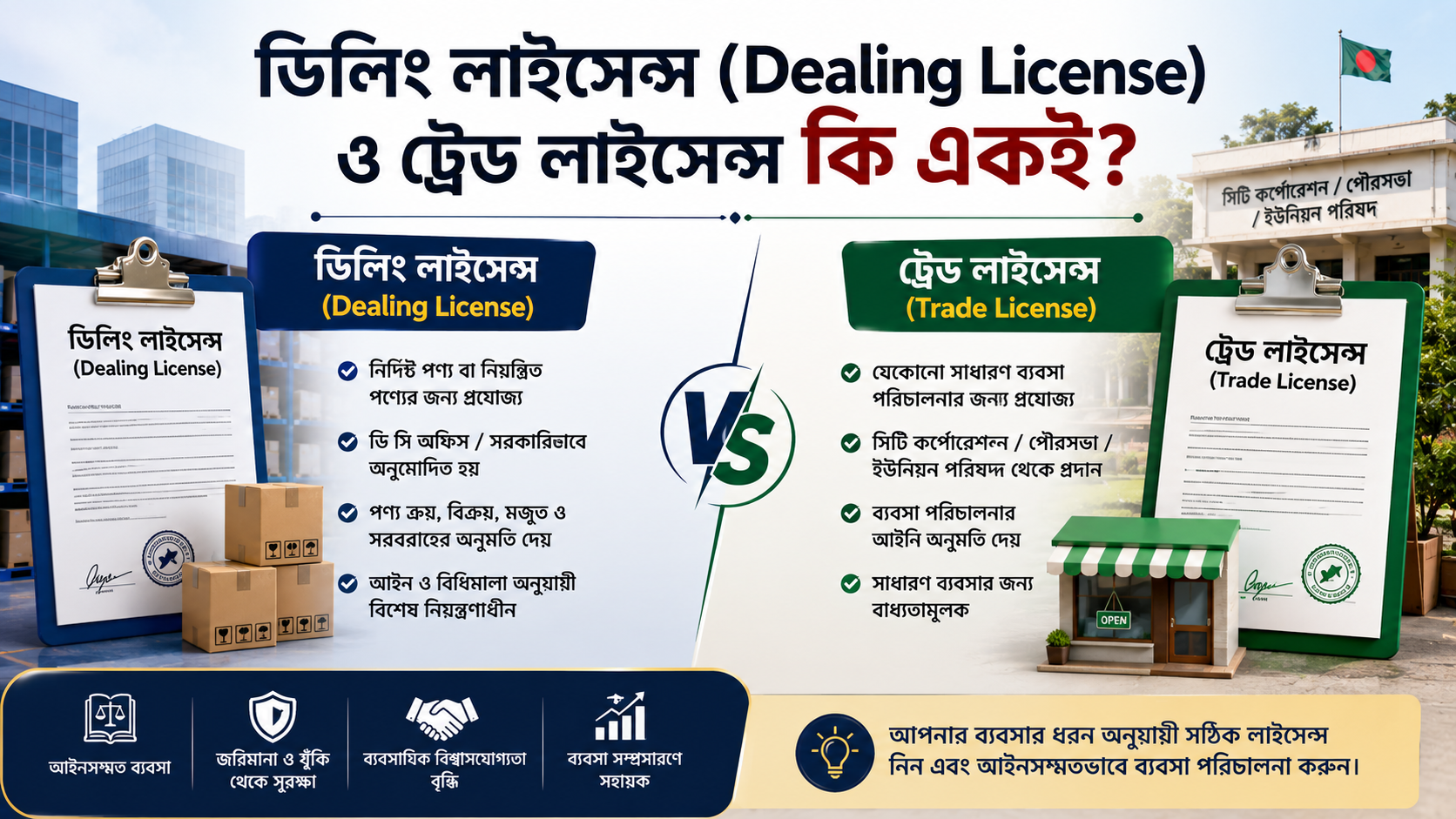 ডিলিং লাইসেন্স (Dealing License) ও ট্রেড লাইসেন্স কি একই?